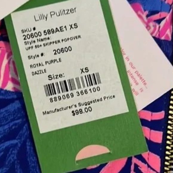 SOLD! Lilly Pulitzer Skipper Popover NWT XS Royal Purple Dazzle Zip UPF 50+ NEW - Picture 2 of 16